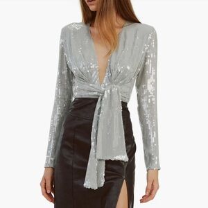 Emelia Sequin Wrap Bodysuit Bardot